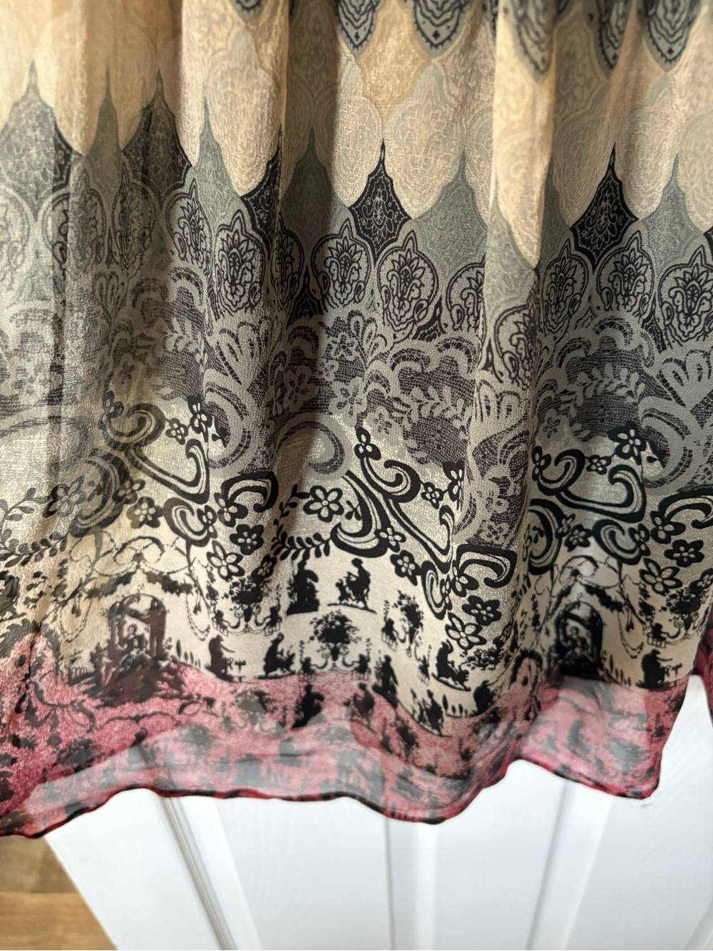 Laundry By Shelli Segal Black Bodice Multi-Print Midi Dress with Pink Accent - Picture 2 of 4